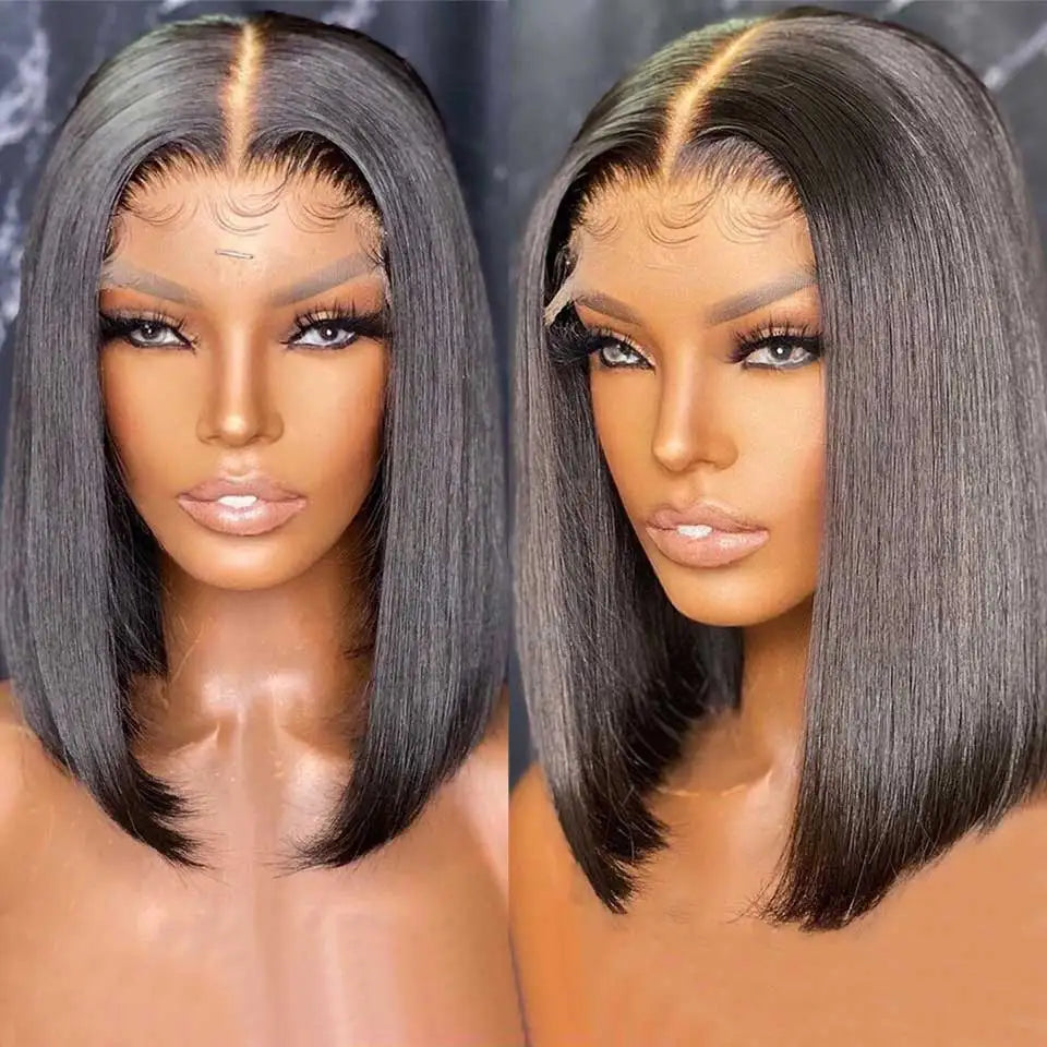 Wear And Go Glueless 100% Human Hair Wig HD Lace Bone Straight Short Bob 13x4 Lace Frontal Wig Ready To Go Wigs Pre Cut No Lace