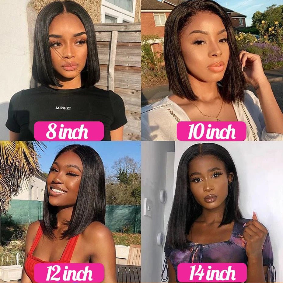 Wear And Go Glueless 100% Human Hair Wig HD Lace Bone Straight Short Bob 13x4 Lace Frontal Wig Ready To Go Wigs Pre Cut No Lace