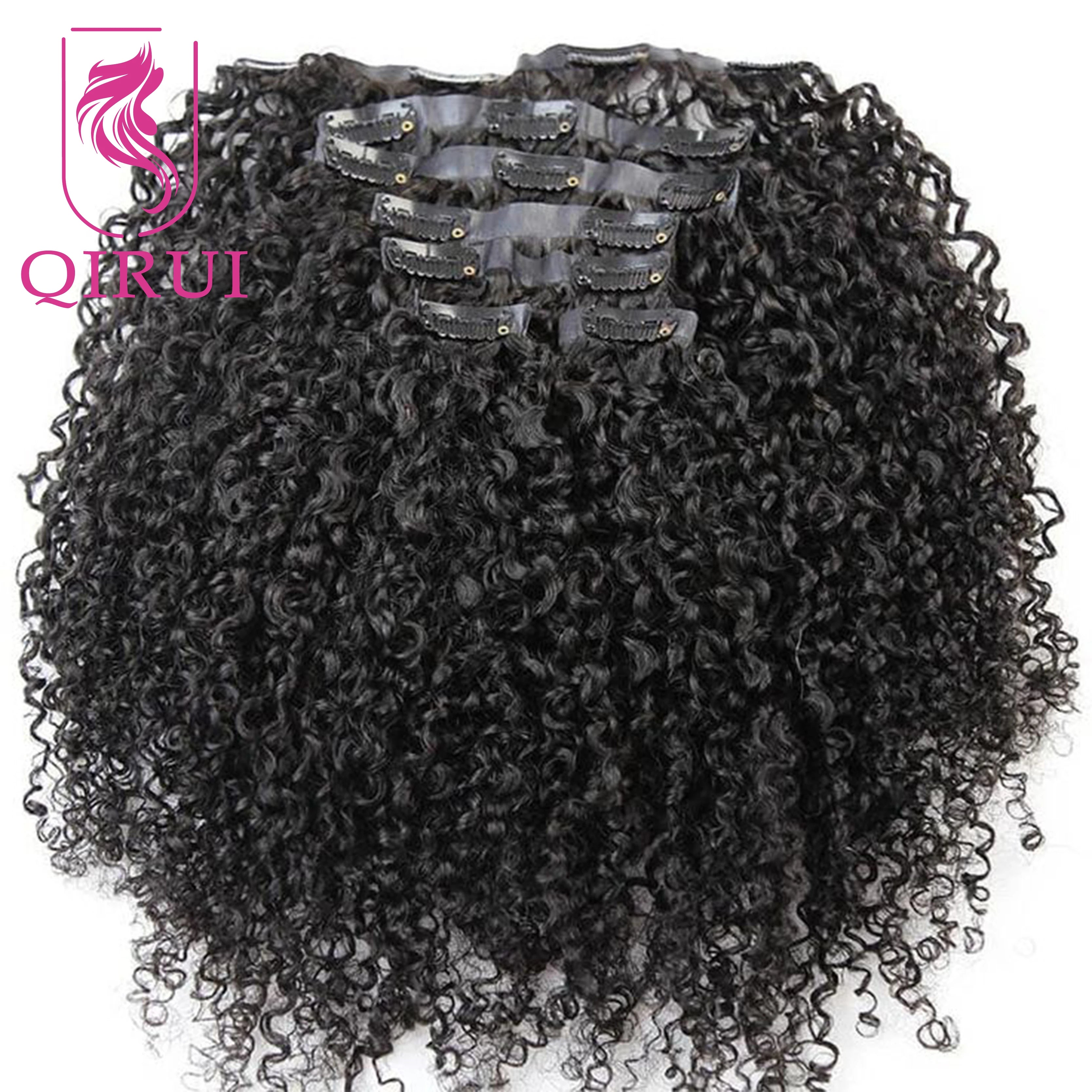 Kinky Curly Seamless Clip Ins Human Hair PU Clip In Hair Extensions For Black Women Curly Clip In Hair Extensions Natural Color