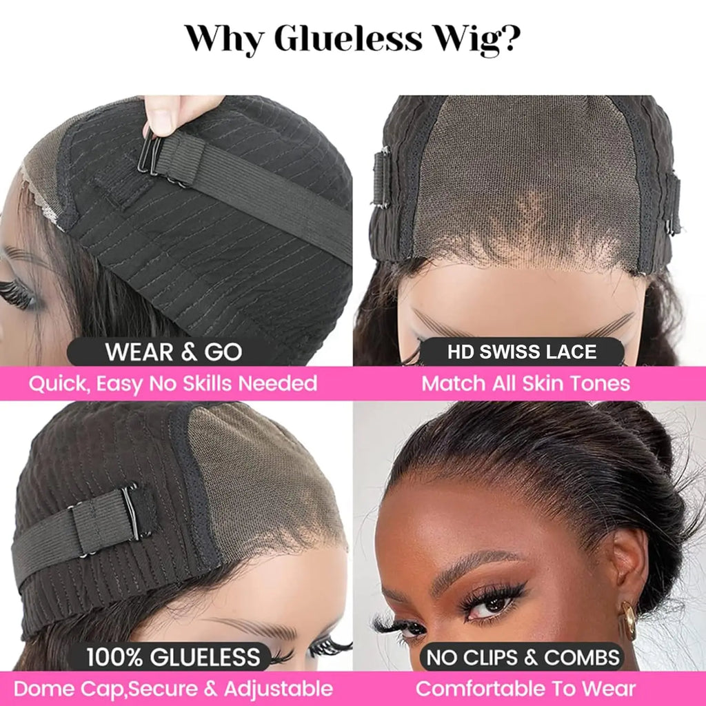 Glueless Wig Human Hair Pre Cut Water Wave Lace Front Wigs Human Hair Glueless Wear and Go 4X4 Curly Lace Closure Wig Human Hair