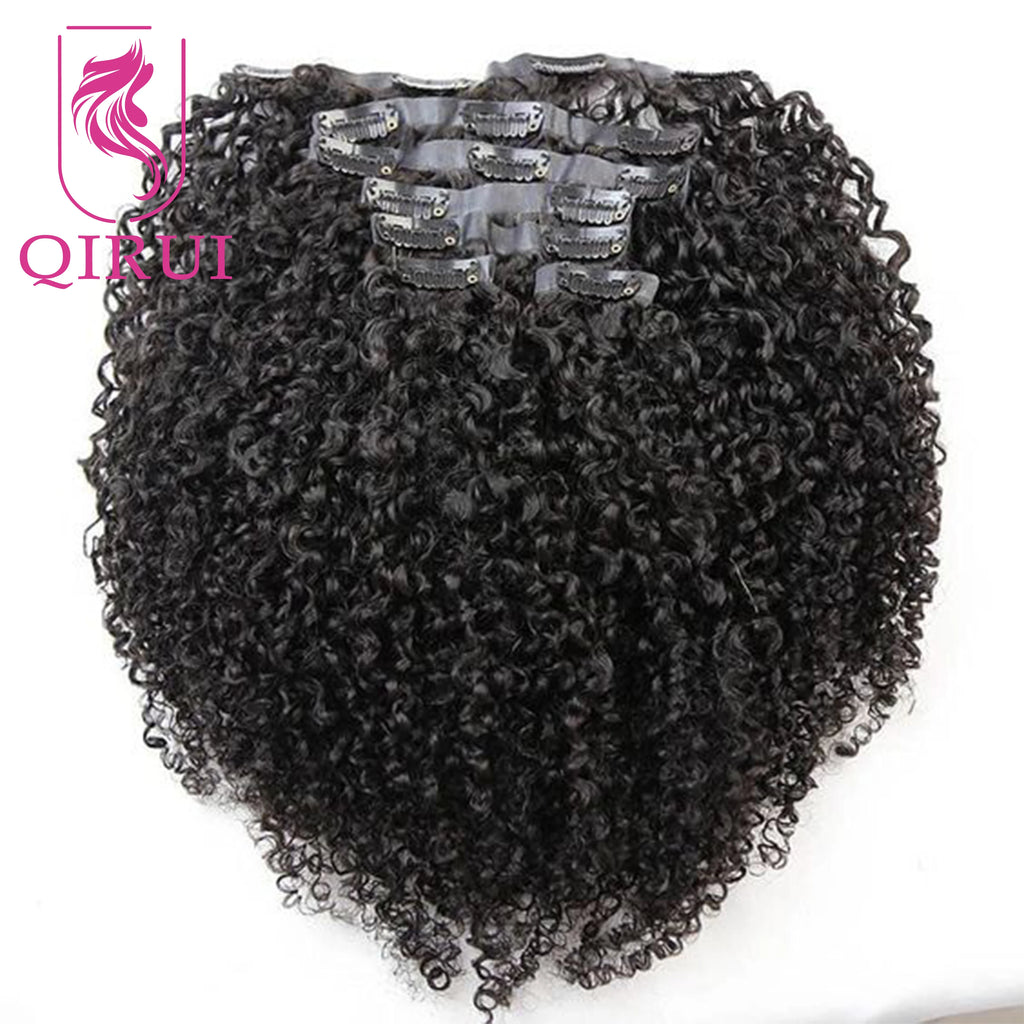 Kinky Curly Seamless Clip Ins Human Hair PU Clip In Hair Extensions For Black Women Curly Clip In Hair Extensions Natural Color