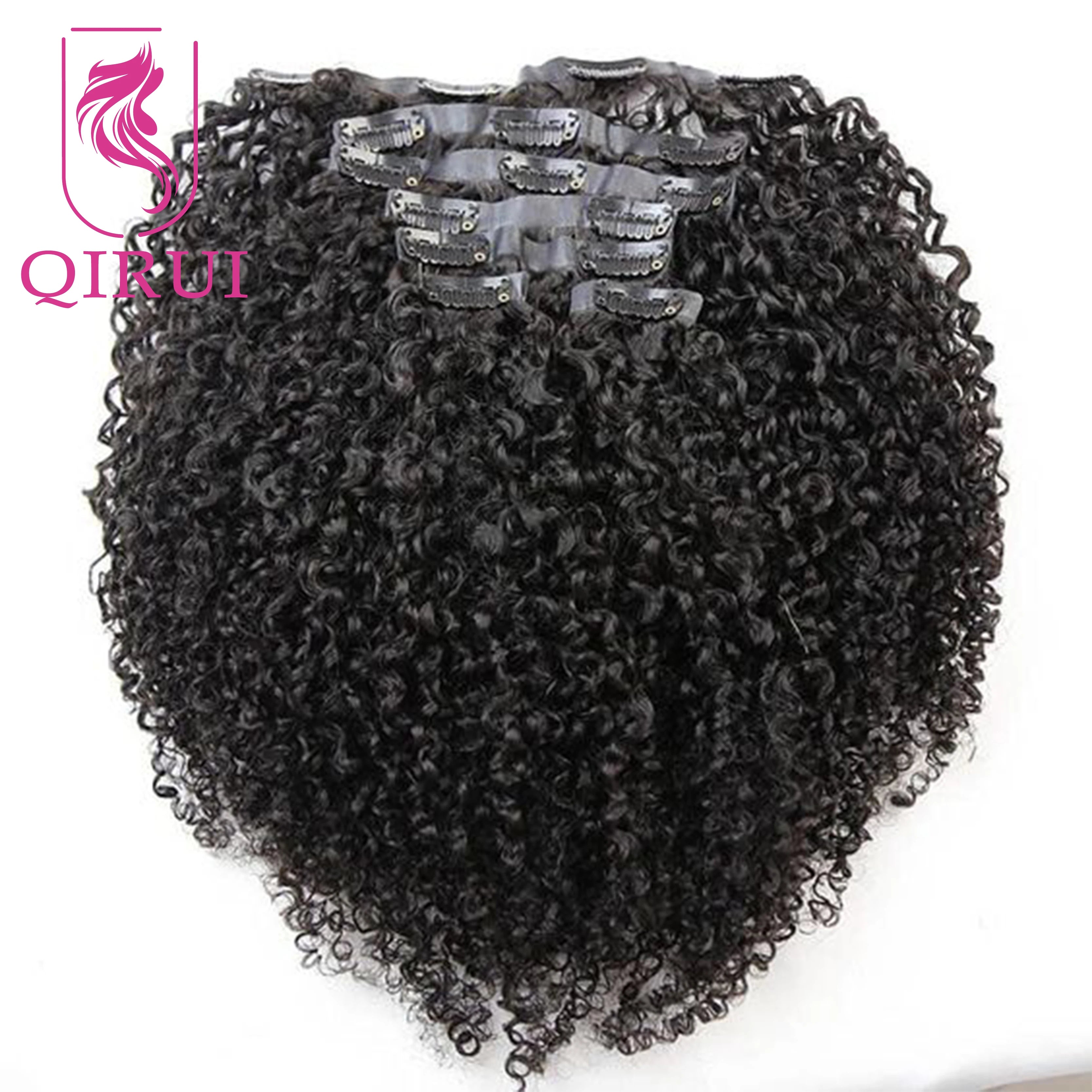 Kinky Curly Seamless Clip Ins Human Hair PU Clip In Hair Extensions For Black Women Curly Clip In Hair Extensions Natural Color