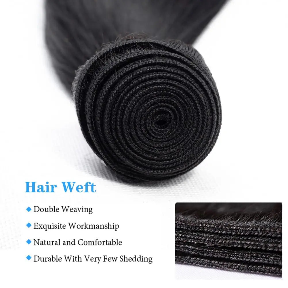 Brazilian Straight Bundles Human Hair 100% Unprocessed Virgin Human Hair Bundles Straight Double Weft Quick Weave Hair 3 Bundles