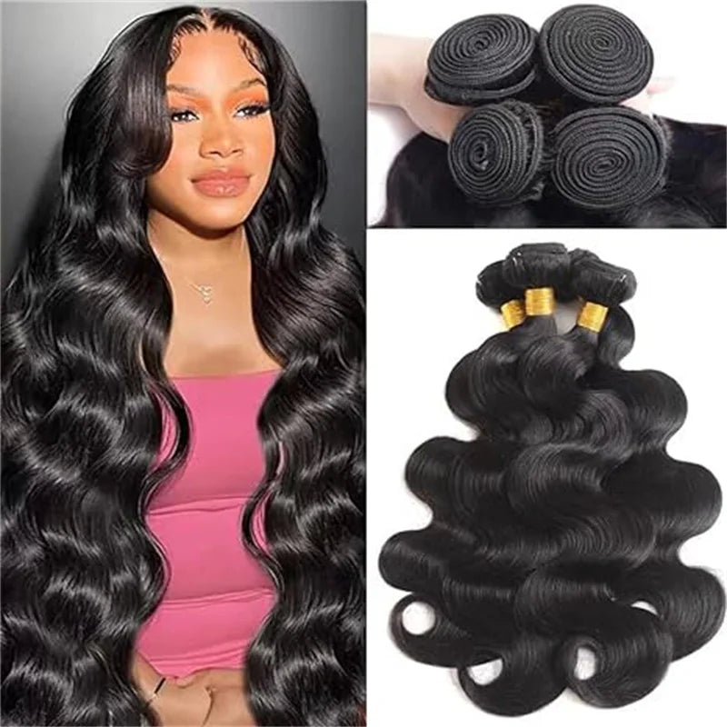 Human Hair Bundles Wavy  1 3 4 Bundles Deal Virgin Remy Human Hair 50G Brazilian Natural 30 32 40 Inch Extensions For Women