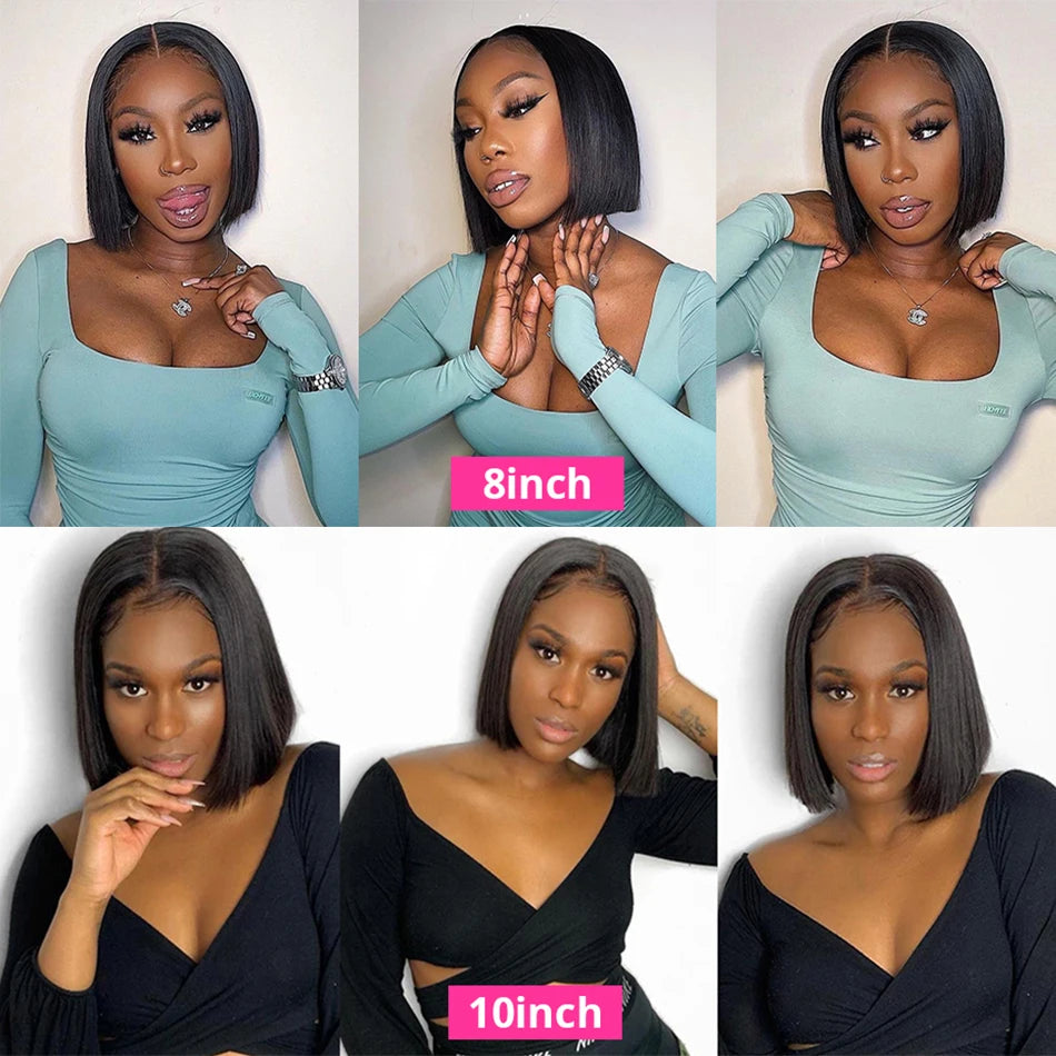 Wear And Go Glueless 100% Human Hair Wig HD Lace Bone Straight Short Bob 13x4 Lace Frontal Wig Ready To Go Wigs Pre Cut No Lace