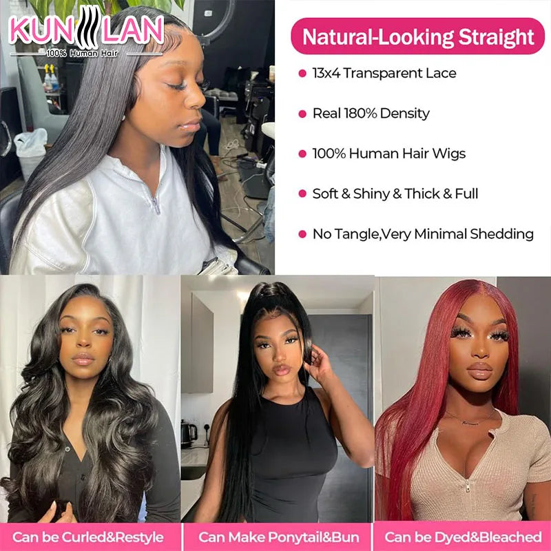 5x5 Glueless Wig Human Hair Ready To Wear Pre-Cut Lace Ready To Go Glueless Wigs Straight Lace Front Human Hair Wig For Women