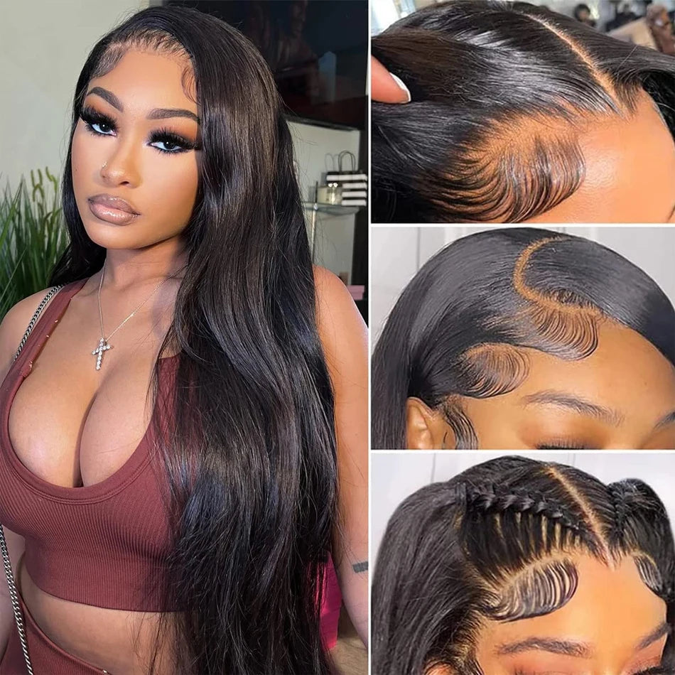 Wear And Go Glueless HD Transparent Wigs Human Hair Lace Frontal Brazilian Straight Ready To Wear 13X4 Lace Frontal Wig 32Inch