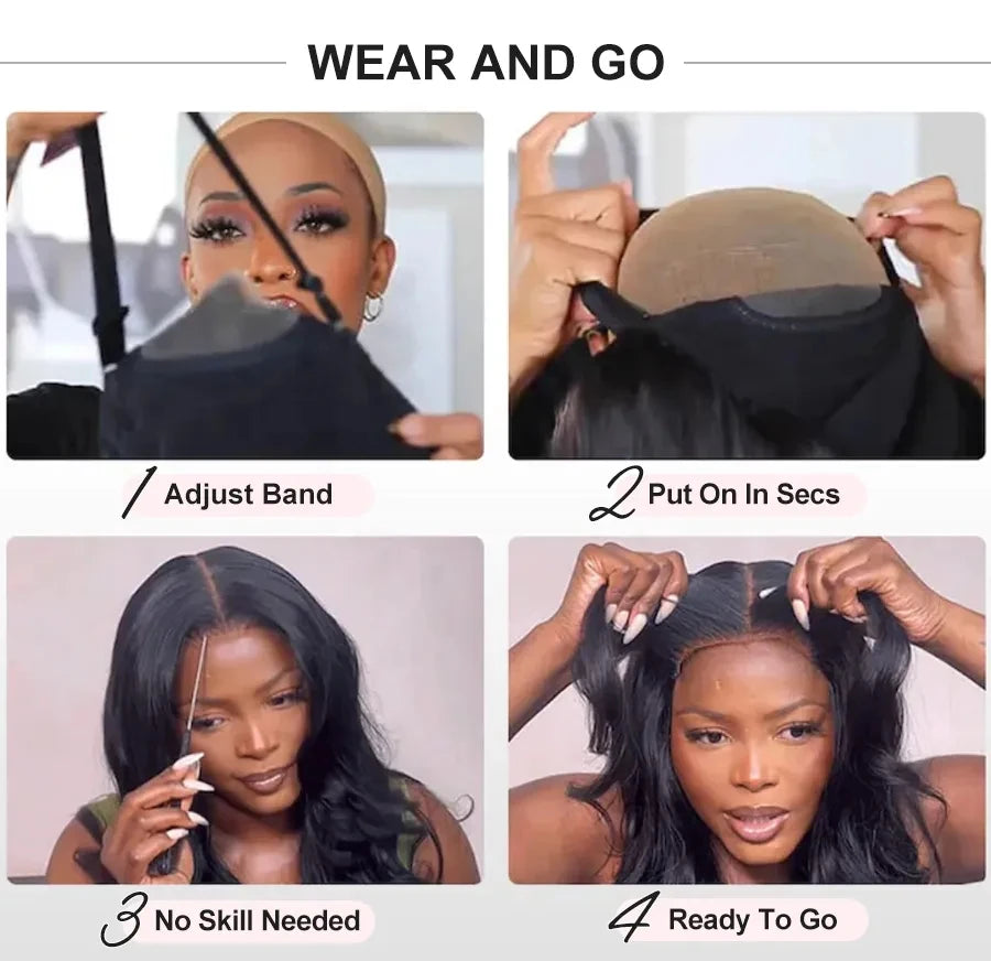 Glueless Wig Human Hair Ready To Go Loose Deep Wave 250% Density Princess Hair 13x6 HD Transparent Lace Frontal Wigs Pre plucked