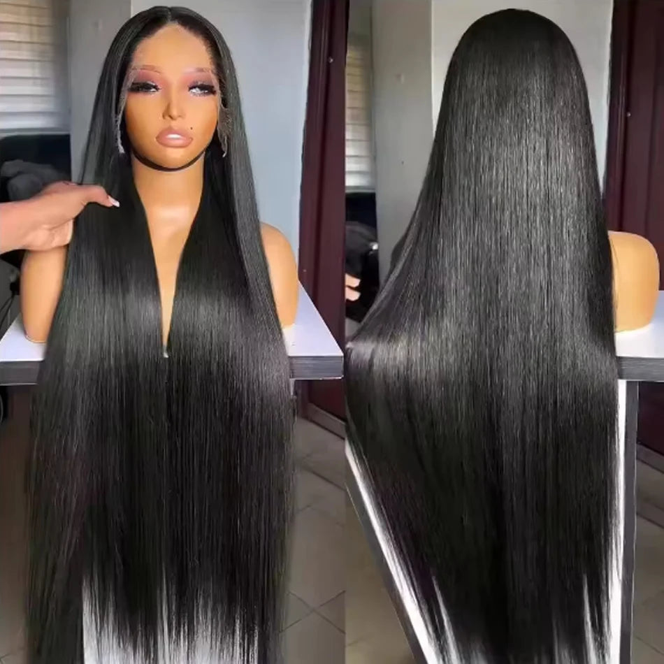 Wear And Go Glueless HD Transparent Wigs Human Hair Lace Frontal Brazilian Straight Ready To Wear 13X4 Lace Frontal Wig 32Inch