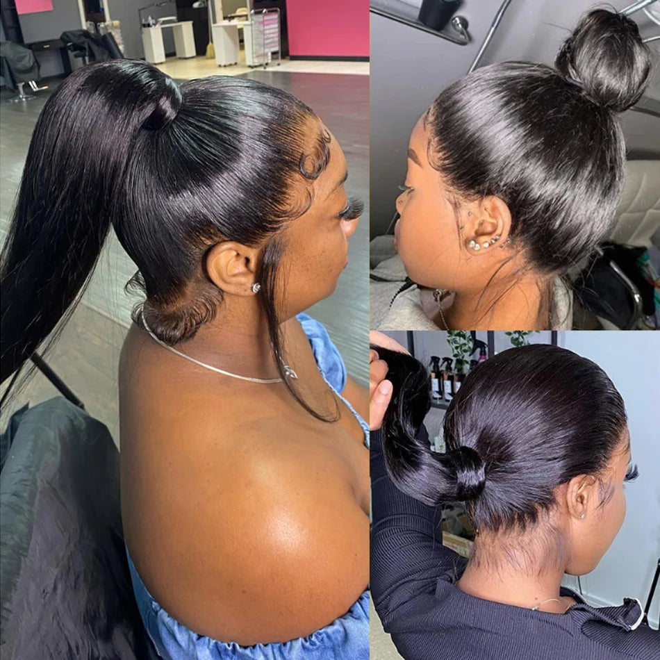 Wear And Go Glueless HD Transparent Wigs Human Hair Lace Frontal Brazilian Straight Ready To Wear 13X4 Lace Frontal Wig 32Inch