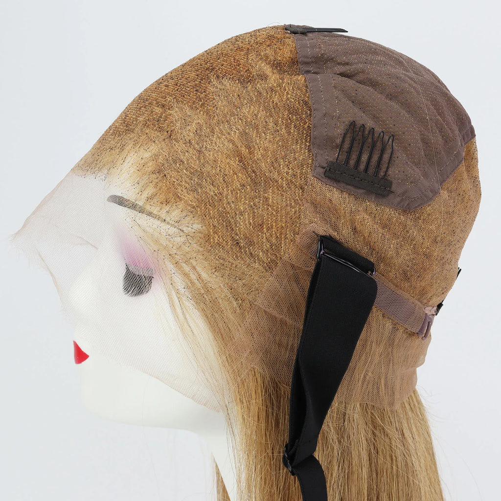 Full HD Lace Wig for Women #27 Honey Blonde 100% Remy Human Hair Invisible Lace Glueless Wig Bleached Knots Natural Straight