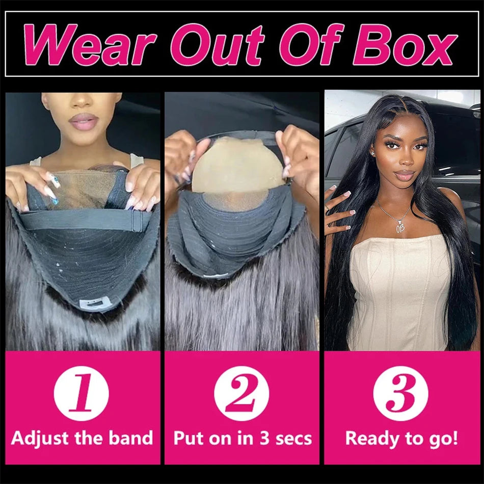 Glueless Wig Human Hair Ready To Wear 13X4 Pre Cut Bone Straight HD Transparent Lace Frontal Wig Human Hair Wigs 4x4 Closure Wig