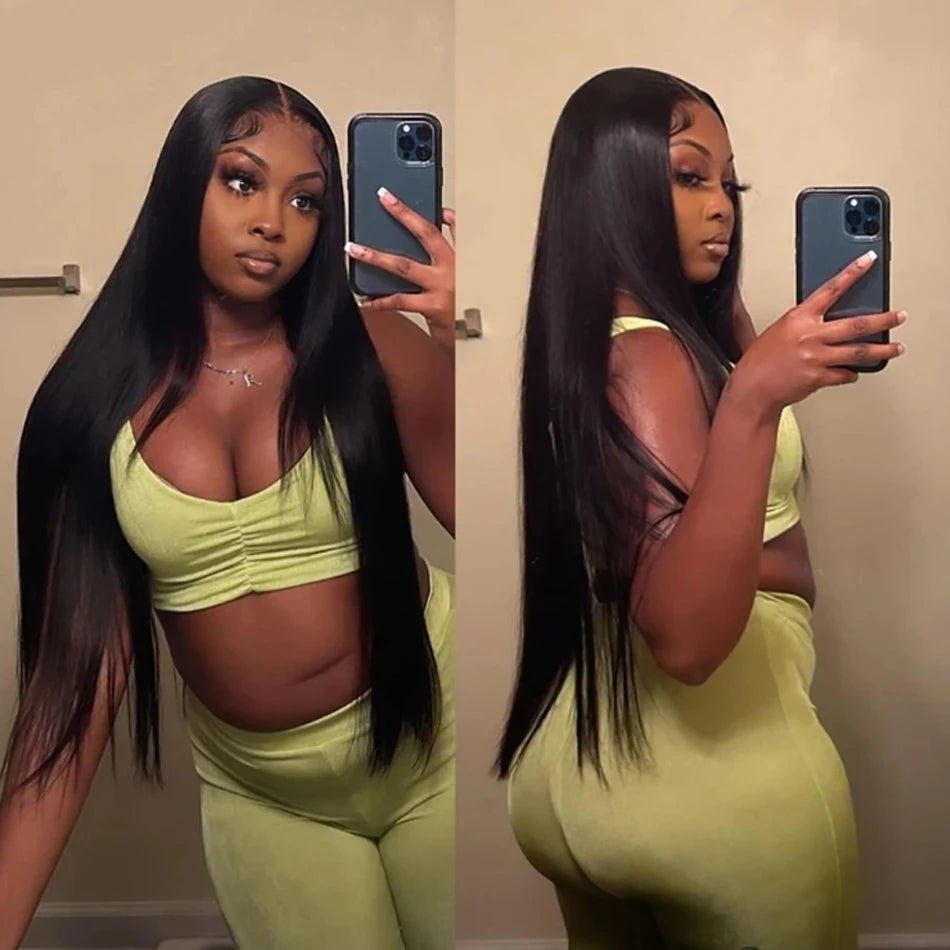 Wear And Go Glueless HD Transparent Wigs Human Hair Lace Frontal Brazilian Straight Ready To Wear 13X4 Lace Frontal Wig 32Inch