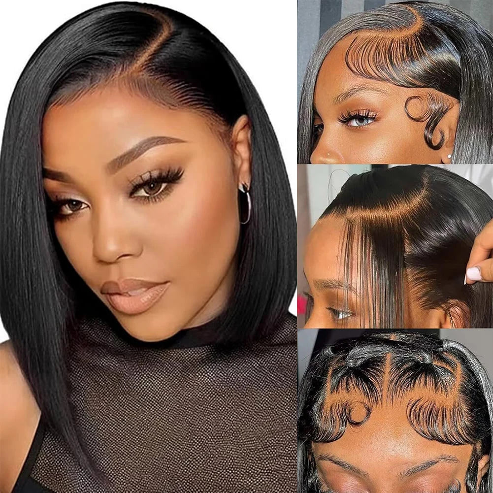 Glueless Wig Human Hair Ready To Wear Short Bob Wigs For Women Transparent 13x4 Lace Front Human Wig Human Hair Wig Bob Wig