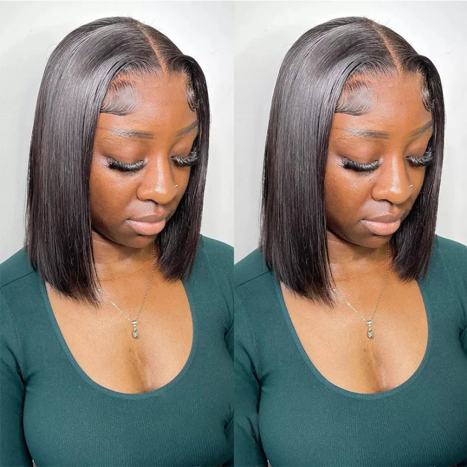 Wear And Go Glueless 100% Human Hair Wig HD Lace Bone Straight Short Bob 13x4 Lace Frontal Wig Ready To Go Wigs Pre Cut No Lace