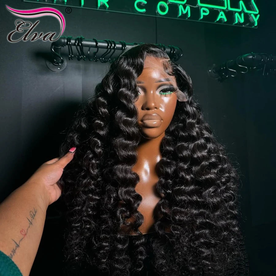 Glueless Wig Human Hair Ready To Go Loose Deep Wave 250% Density Princess Hair 13x6 HD Transparent Lace Frontal Wigs Pre plucked