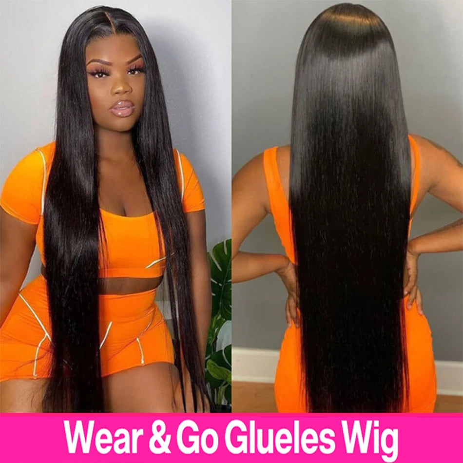Glueless Wig Human Hair Ready To Wear 13X4 Pre Cut Bone Straight HD Transparent Lace Frontal Wig Human Hair Wigs 4x4 Closure Wig