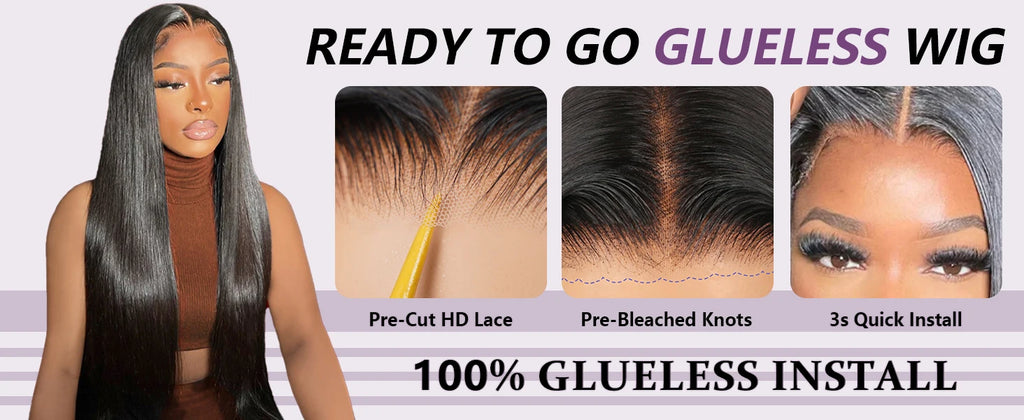 Wear and Go Glueless Wig Human Hair Pre Cut Ready to Wear 4x4 Lace Front Closure Wig Straight Glueless Wig Human Hair for Women