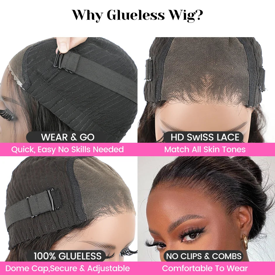Glueless Wig Human Hair Ready To Wear 13X4 Pre Cut Bone Straight HD Transparent Lace Frontal Wig Human Hair Wigs 4x4 Closure Wig