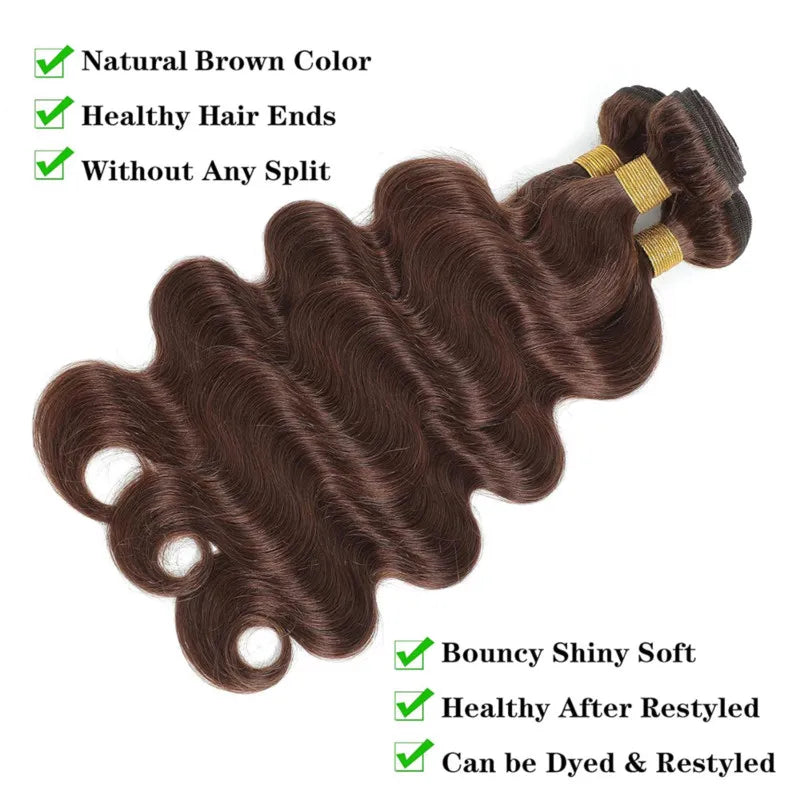 Brown Bundles Human Hair Body Wave Chocolate Brown Bundles Brazilian Human Hair Bundles Weave Extension For Black Women Color #4