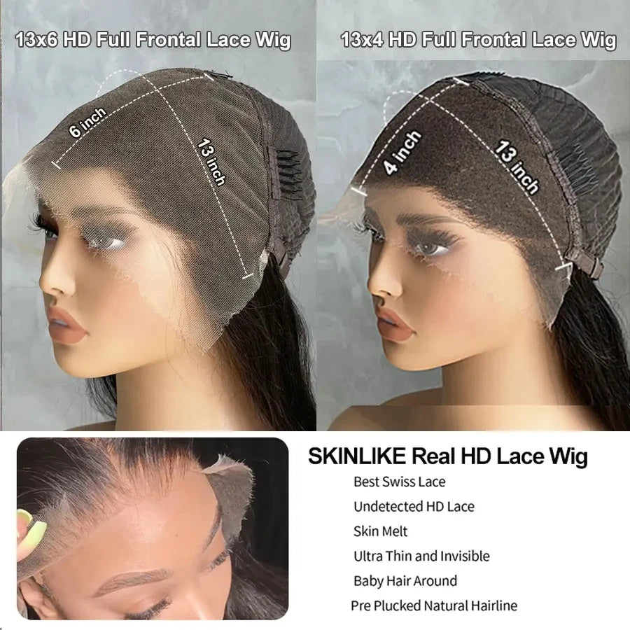 Glueless Wig Human Hair Ready To Go Loose Deep Wave 250% Density Princess Hair 13x6 HD Transparent Lace Frontal Wigs Pre plucked