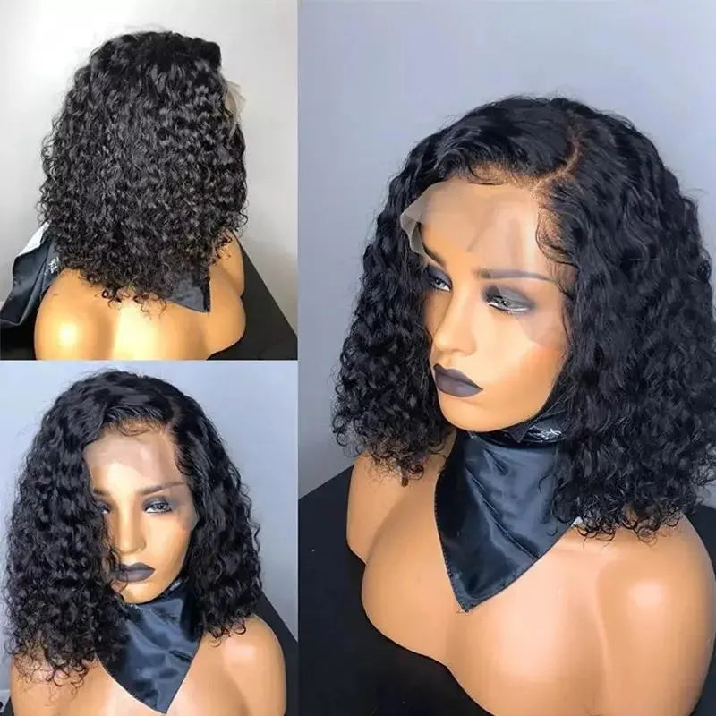 Glueless Wigs Human Hair Glueless Wigs Ready To Wear Deep Wave Glueless Pre plucked Human Wigs Ready To Go 6X4 HD Lace Bob Wig