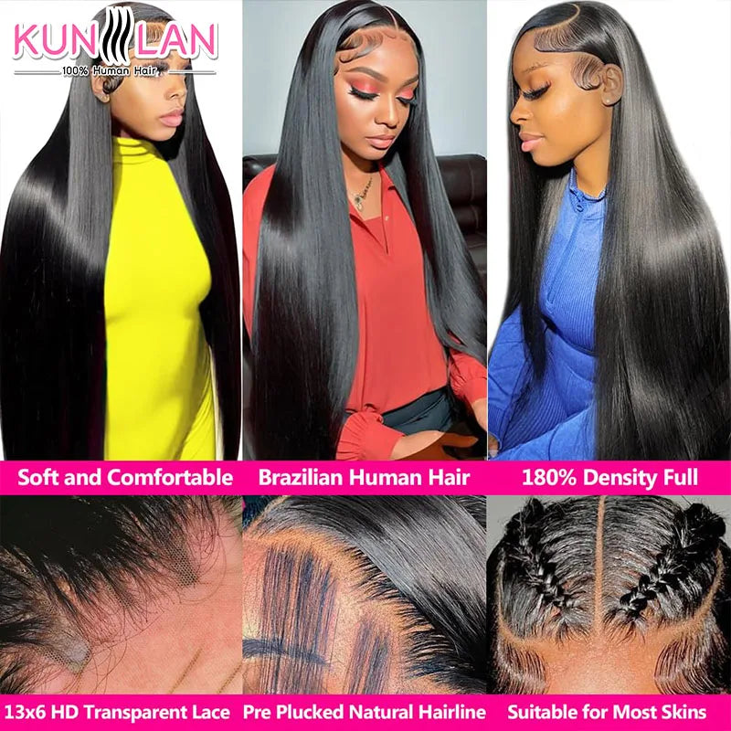 5x5 Glueless Wig Human Hair Ready To Wear Pre-Cut Lace Ready To Go Glueless Wigs Straight Lace Front Human Hair Wig For Women