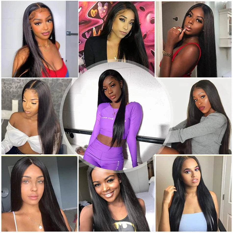 Glueless Wigs HD Transparent Lace Front Human Hair Wig 13x4 13x6 Bone Straight Frontal Wig Pre Plucked 4x4 HD Lace Closure Wig