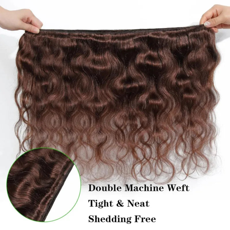Brown Bundles Human Hair Body Wave Chocolate Brown Bundles Brazilian Human Hair Bundles Weave Extension For Black Women Color #4