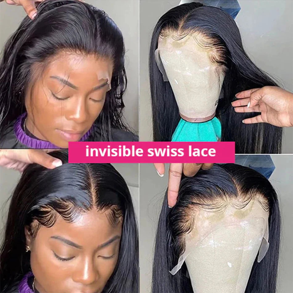 Glueless Wig Human Hair Ready To Wear 13X4 Pre Cut Bone Straight HD Transparent Lace Frontal Wig Human Hair Wigs 4x4 Closure Wig