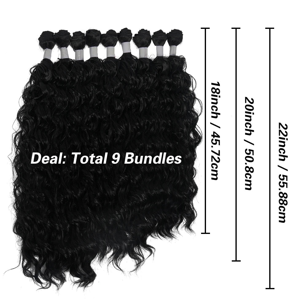 Long Synthetic Hair Bundles 18 20 22inch Loose Curly Hair Exetension Curly Hair Bundles 9PCS For Women