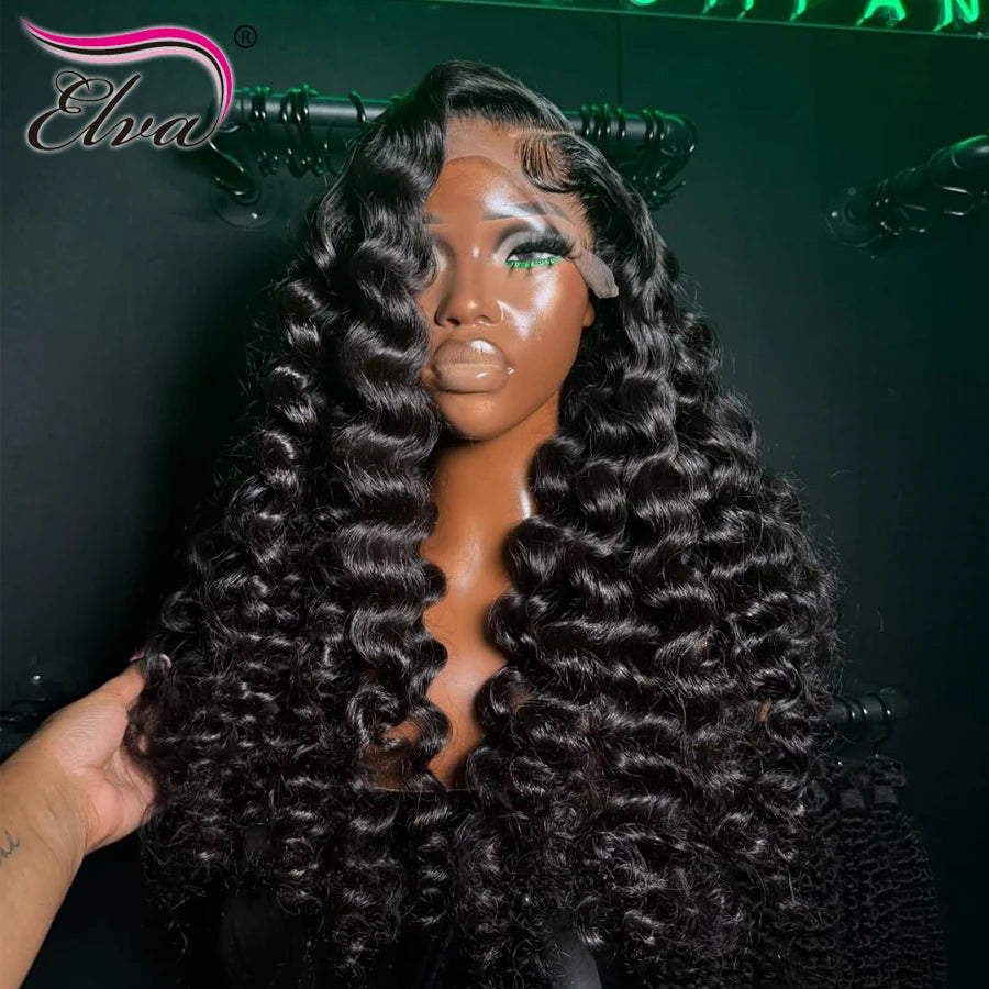 Glueless Wig Human Hair Ready To Go Loose Deep Wave 250% Density Princess Hair 13x6 HD Transparent Lace Frontal Wigs Pre plucked