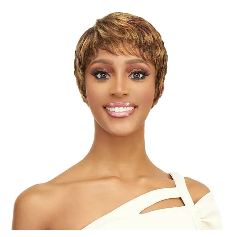 613 Blonde Wig Human Hair Short Pixie Wig Human Hair for Women 6 inch Chic Duby Wigs with Bangs Cheap Full Machine Cosplay Wig