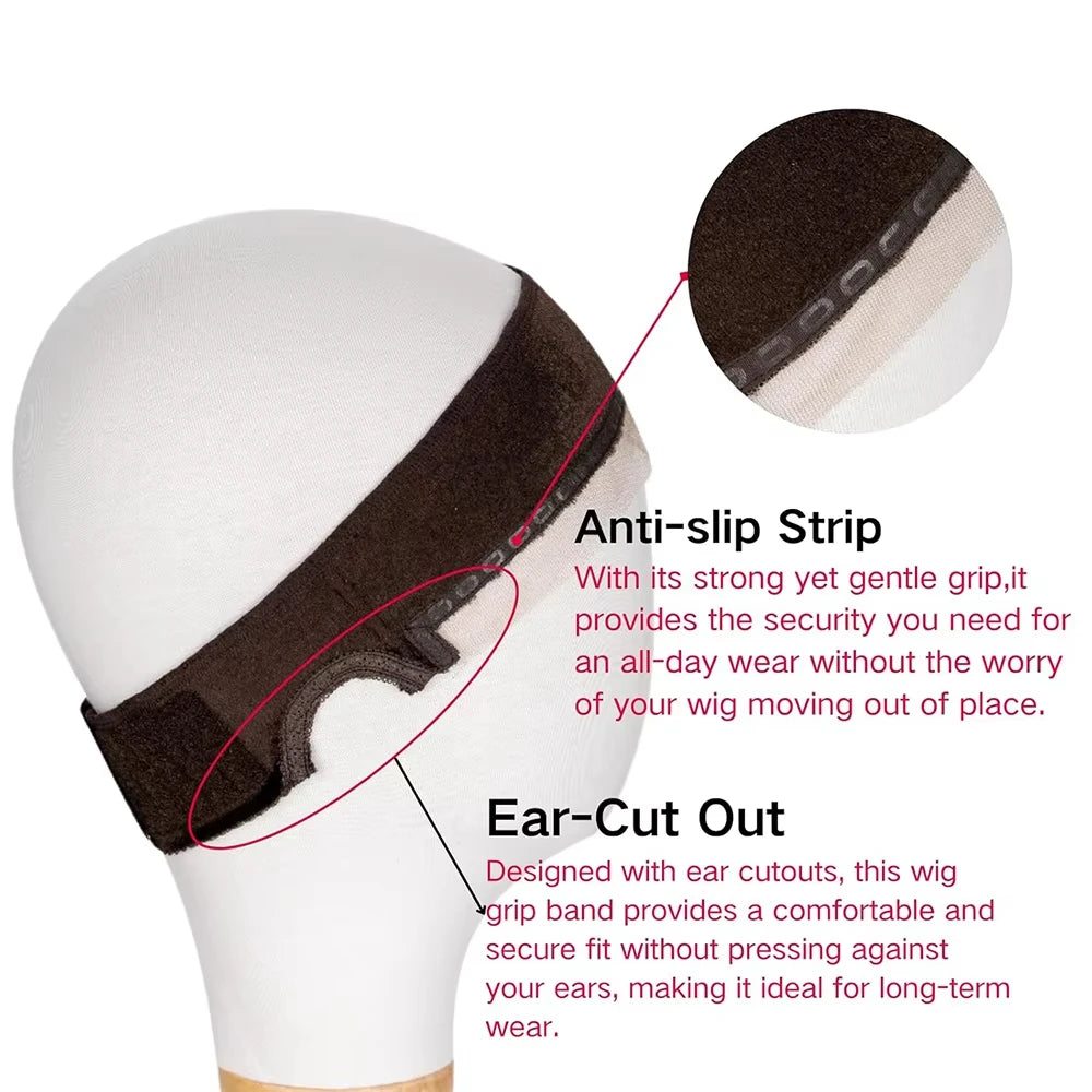 Lace Wig Grip Band for Women, Wig Gripper with Ear-Cutouts Natural Lace Edge, 1pcs Non-Slip Adjustable Wig Headband