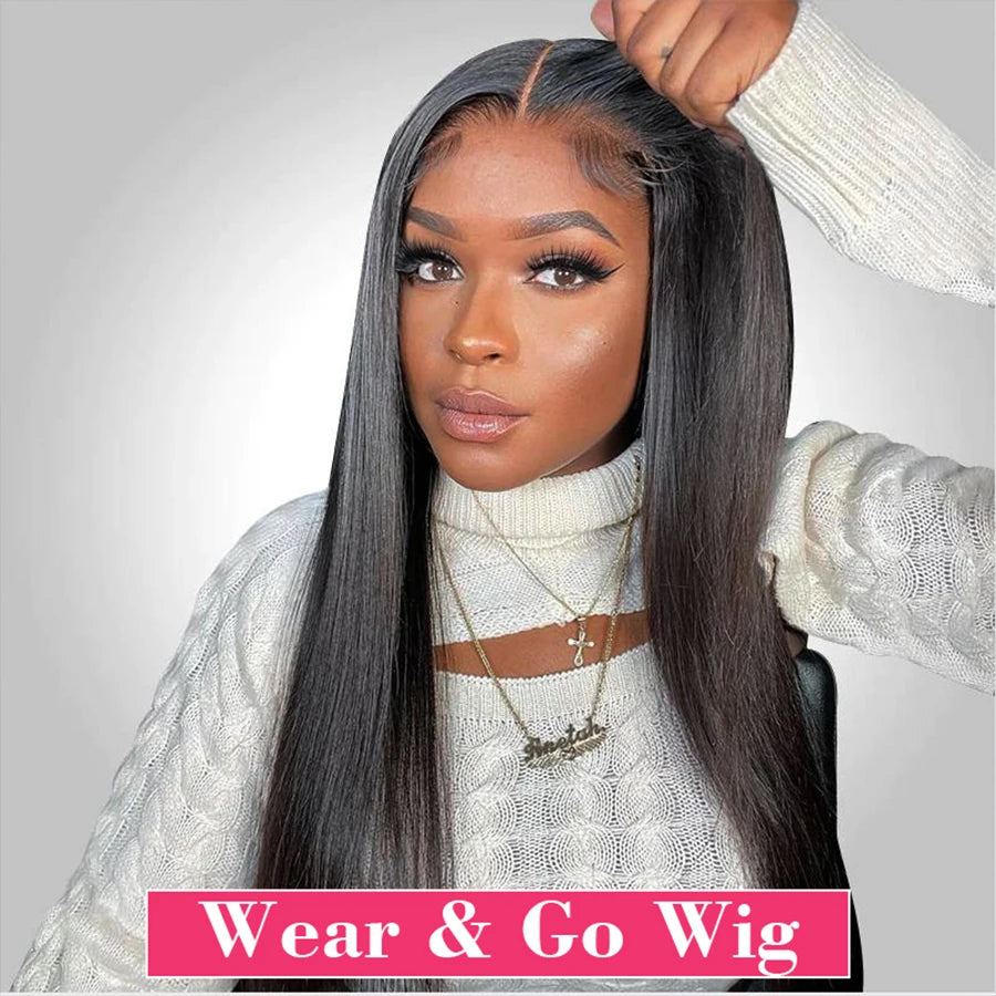 Glueless Wig Human Hair Ready To Wear 13X4 Pre Cut Bone Straight HD Transparent Lace Frontal Wig Human Hair Wigs 4x4 Closure Wig