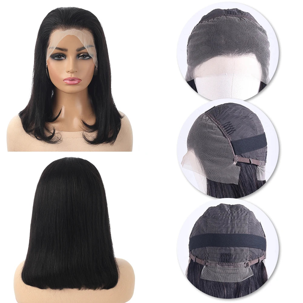 Glueless Wig Human Hair Ready To Wear Short Bob Wigs For Women Transparent 13x4 Lace Front Human Wig Human Hair Wig Bob Wig