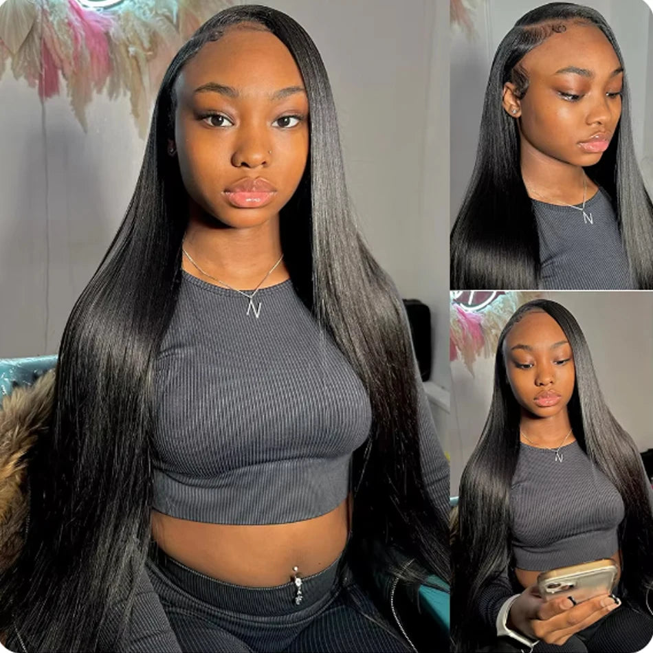 Wear And Go Glueless HD Transparent Wigs Human Hair Lace Frontal Brazilian Straight Ready To Wear 13X4 Lace Frontal Wig 32Inch