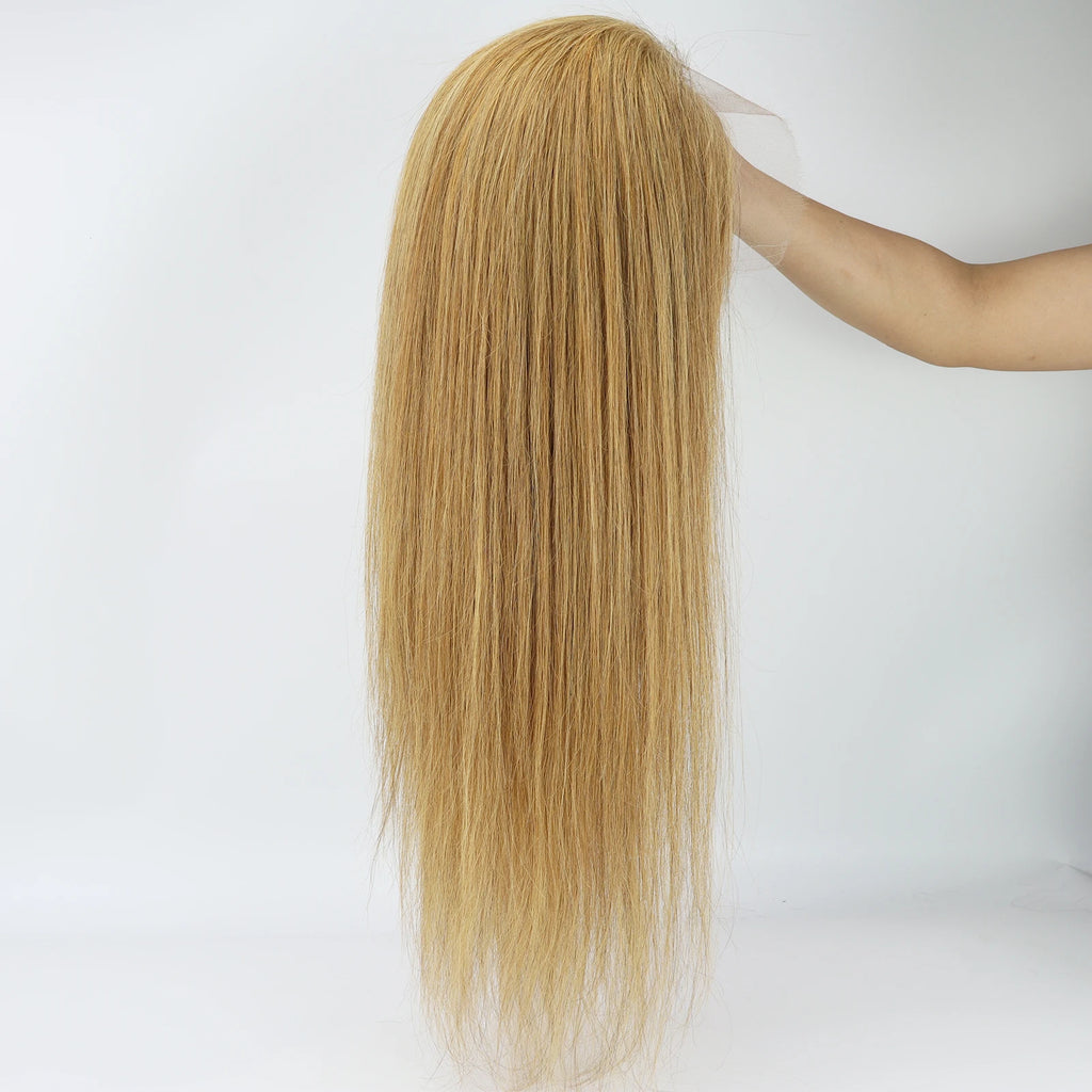 Full HD Lace Wig for Women #27 Honey Blonde 100% Remy Human Hair Invisible Lace Glueless Wig Bleached Knots Natural Straight
