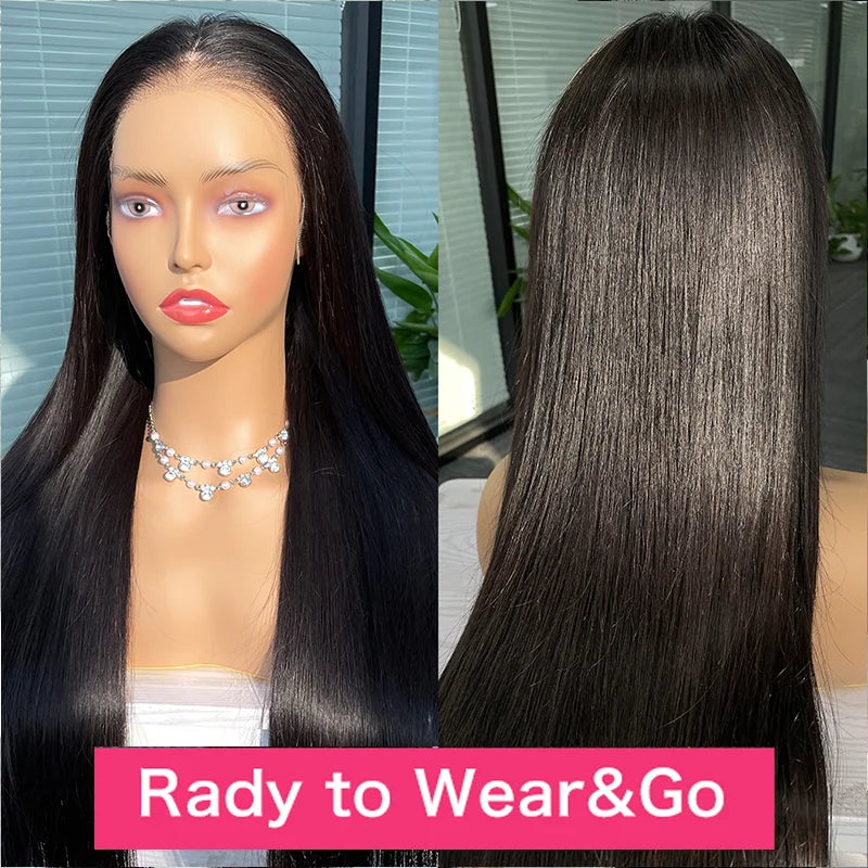 Glueless Wig Human Hair Ready To Wear 13X4 Pre Cut Bone Straight HD Transparent Lace Frontal Wig Human Hair Wigs 4x4 Closure Wig
