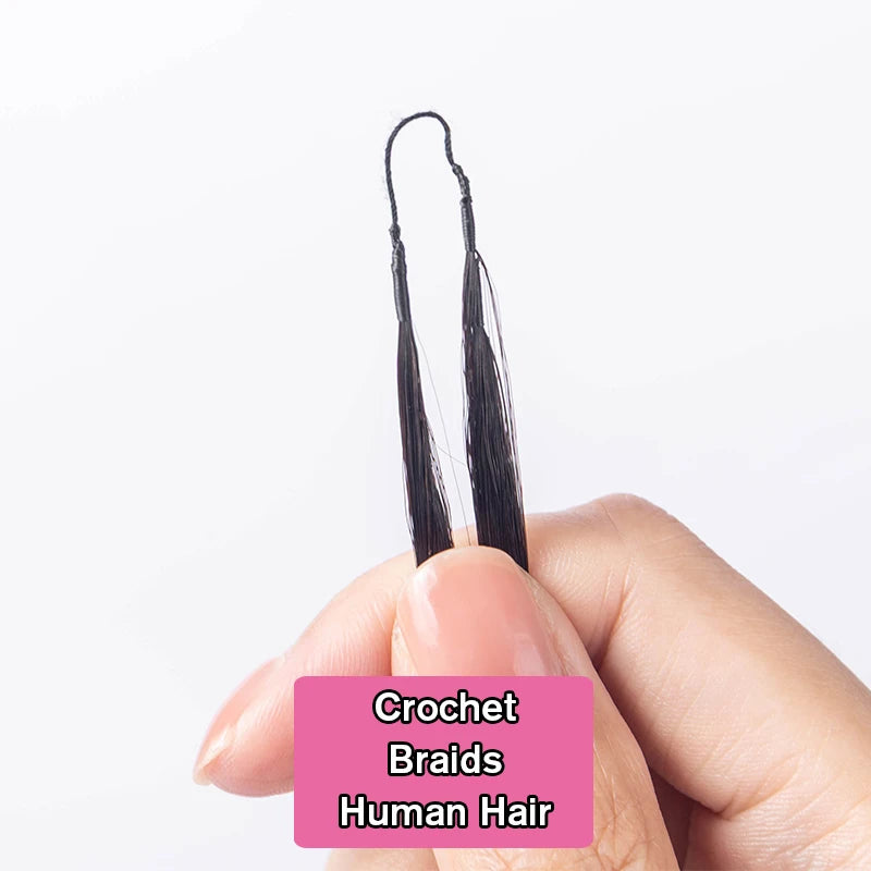 Crochet Hair Extensions Kinky Curly Crochet Human Hair Curly Knotless Invisible Feather With String In The Middle Pre Separated