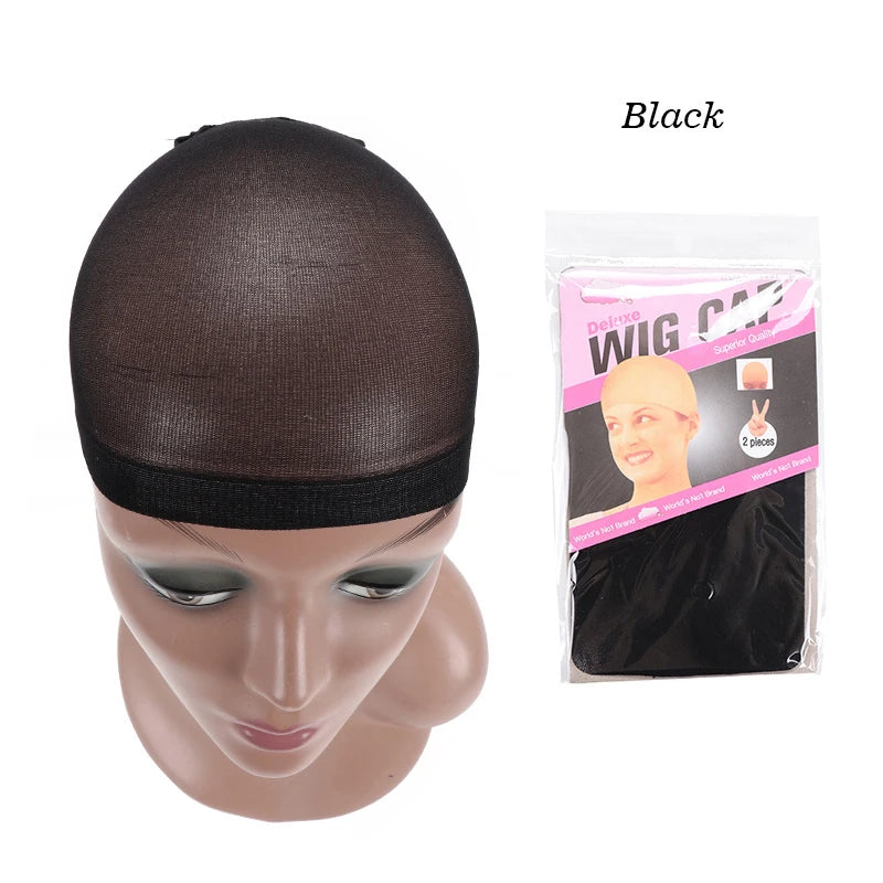 Yajukai New Stocking Cap For Wigs 2Pcs Cheap Hair Net For Wigs Bald Cap Beige Brown Nylon Stocking Wig Cap Stretchy Hair Cap