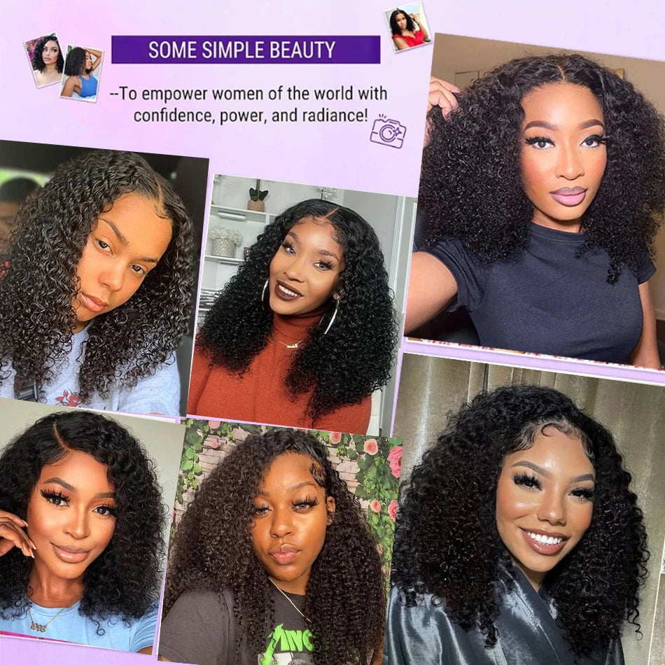 Glueless Wigs Human Hair Wear And Go kinky Curly Brazilian Hair Plucked Precut 13X4 Lace Closure Deep Curls Wigs For Black Women