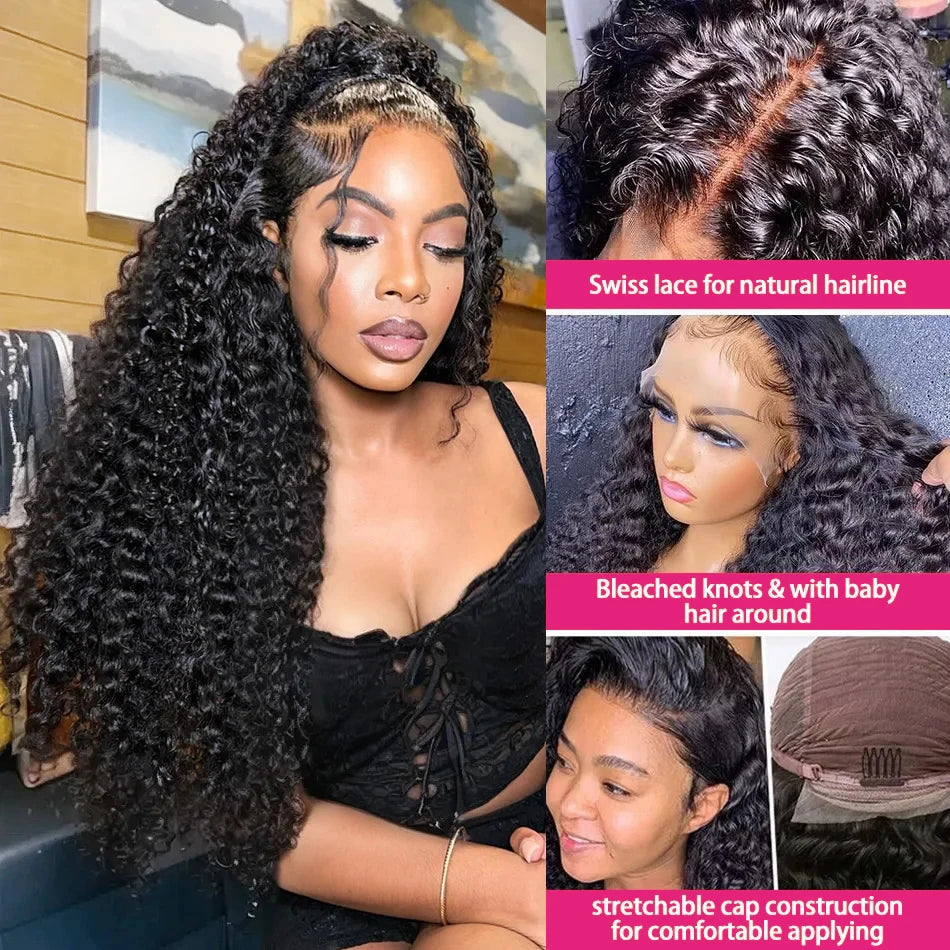 Glueless Wig Human Hair Ready To Wear Curly 7x5 Lace Closure Deep Wave Frontal Wig 13x6 Hd Lace Bleached Knots For Women Wear Go