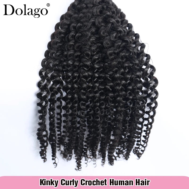 Crochet Hair Extensions Kinky Curly Crochet Human Hair Curly Knotless Invisible Feather With String In The Middle Pre Separated