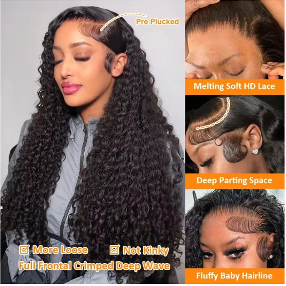 Hd 13x6 Lace Wig 100% Human Hair Water Wave Wig For Black Women Brazilian PrePlucked 13x4 Deep Wave Water Wave Lace Frontal Wigs