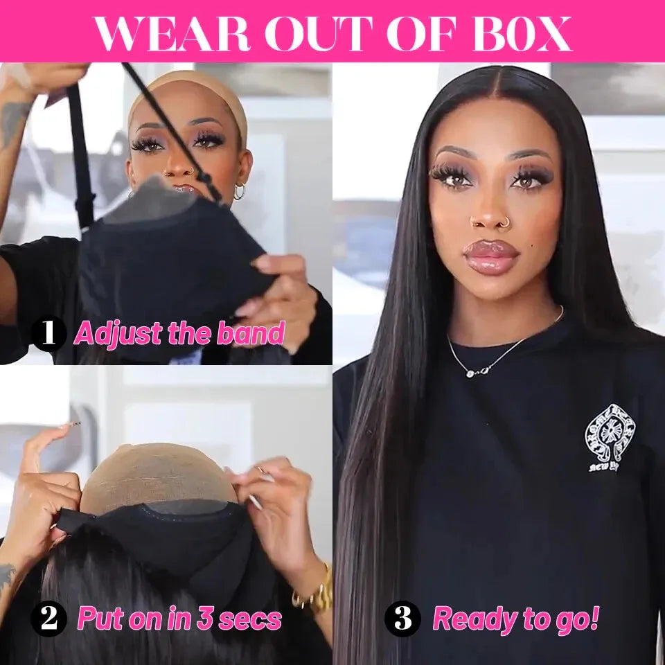 5x5 Glueless Wig Human Hair Ready To Wear Pre-Cut Lace Ready To Go Glueless Wigs Straight Lace Front Human Hair Wig For Women