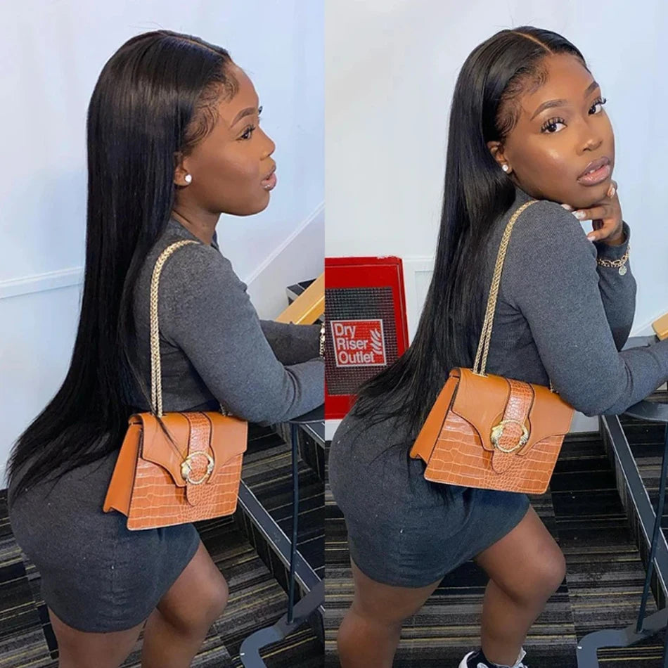 Wear And Go Glueless HD Transparent Wigs Human Hair Lace Frontal Brazilian Straight Ready To Wear 13X4 Lace Frontal Wig 32Inch