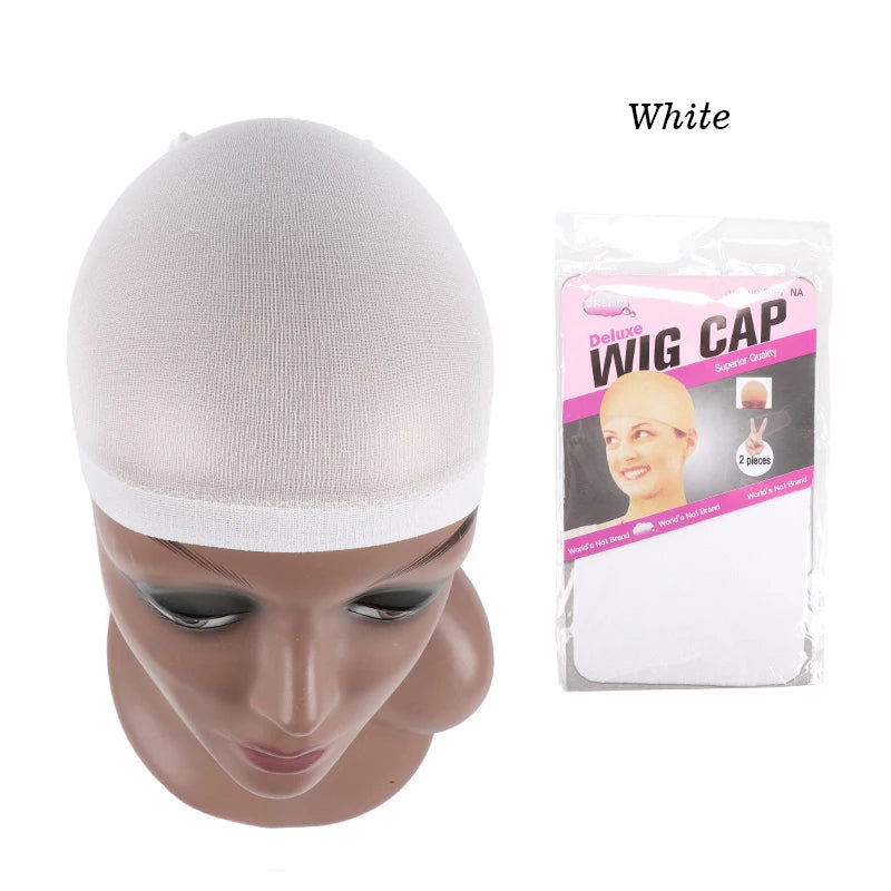 Yajukai New Stocking Cap For Wigs 2Pcs Cheap Hair Net For Wigs Bald Cap Beige Brown Nylon Stocking Wig Cap Stretchy Hair Cap