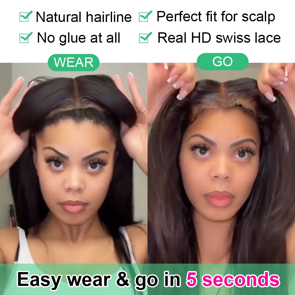 12A Glueless Wig Human Hair Ready To Wear And Go Preplucked Pre Cut No Glue 180% Brazilian Body Wave Human Hair Wigs For Women