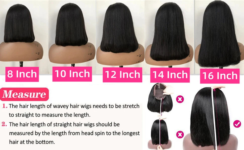 Wear And Go Glueless 100% Human Hair Wig HD Lace Bone Straight Short Bob 13x4 Lace Frontal Wig Ready To Go Wigs Pre Cut No Lace